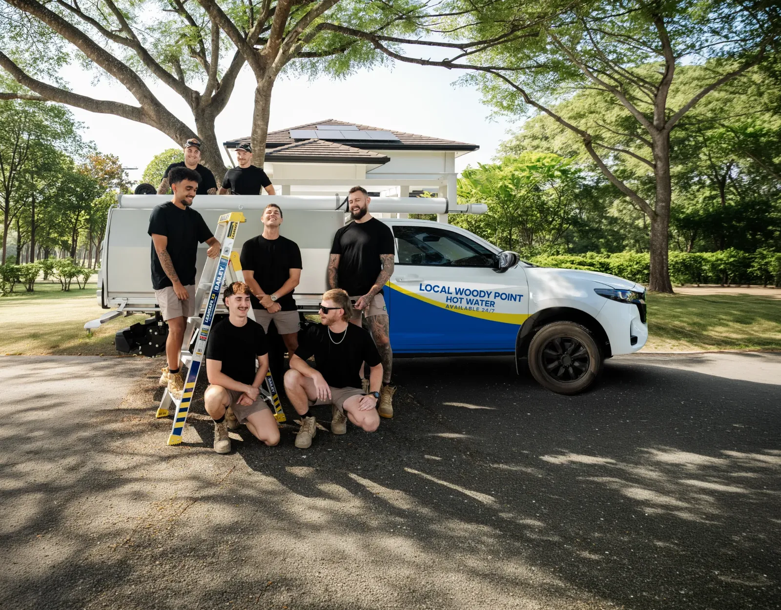 Local Woody Point Hot Water team and ute